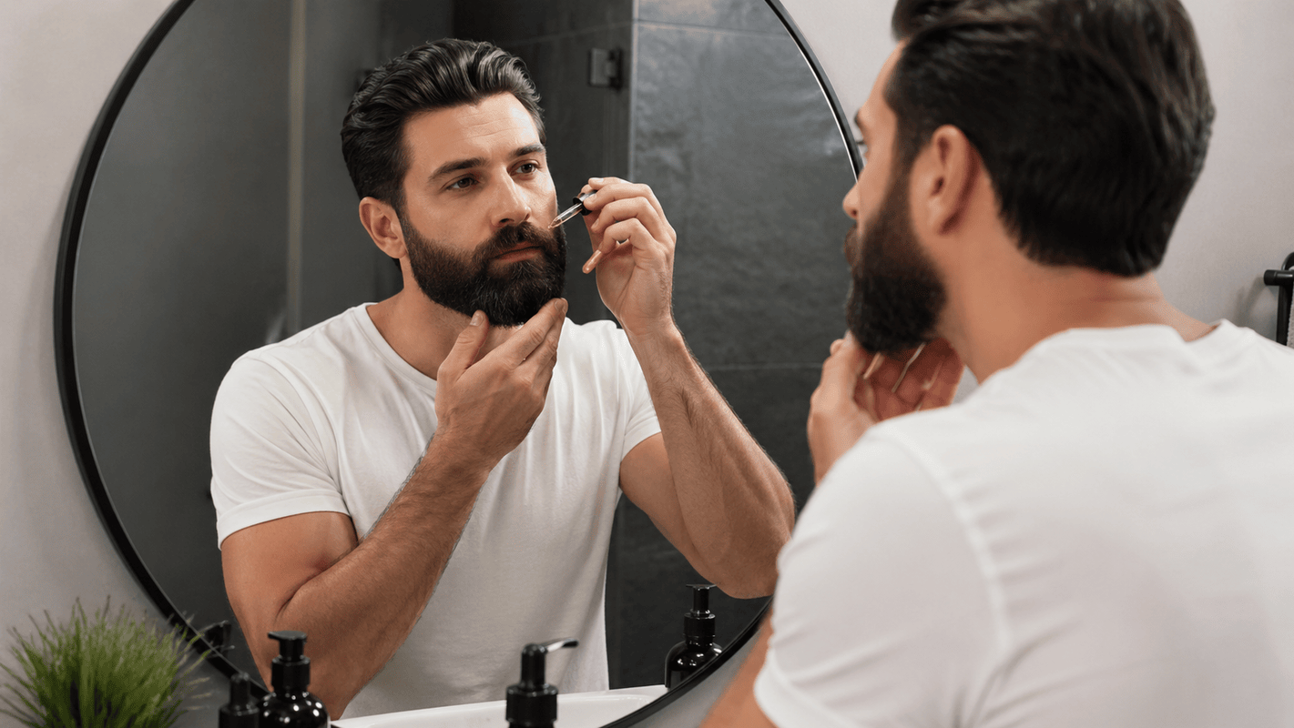 men taking care of his long beard